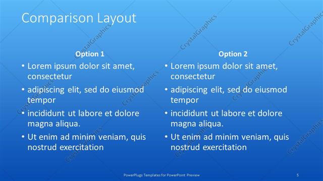 Comparison presentation slide layout