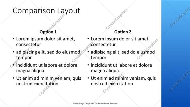 Comparison presentation slide layout
