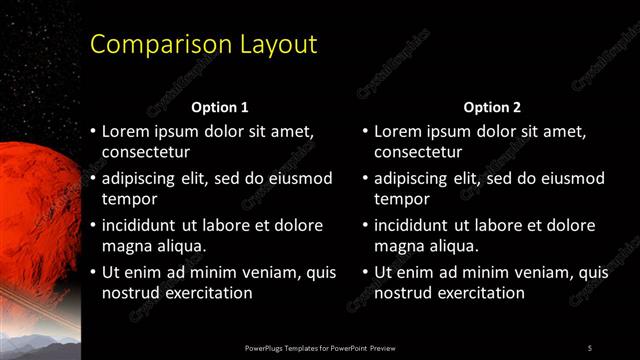 Comparison presentation slide layout