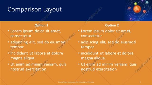 Comparison presentation slide layout