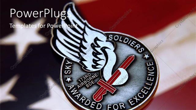  Presentation with recognition - Soldier recognition coin over flag of the United States