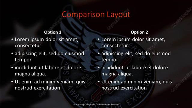 Comparison presentation slide layout