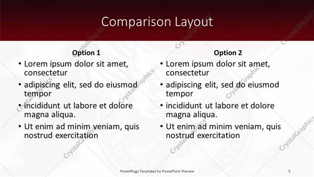 Comparison presentation slide layout