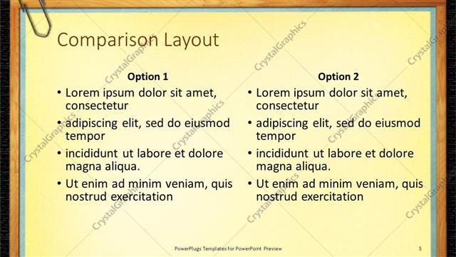 Comparison presentation slide layout