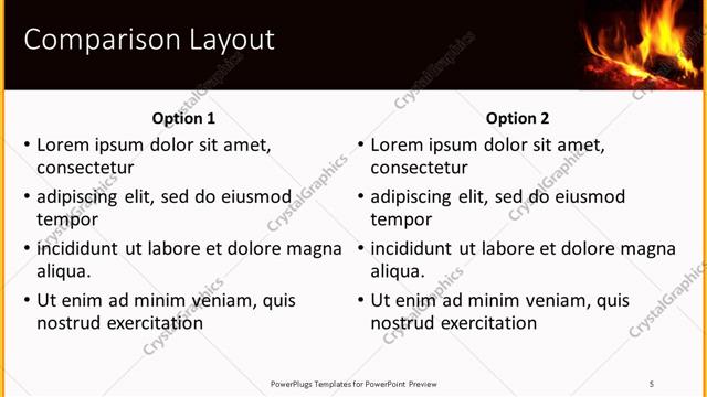 Comparison presentation slide layout