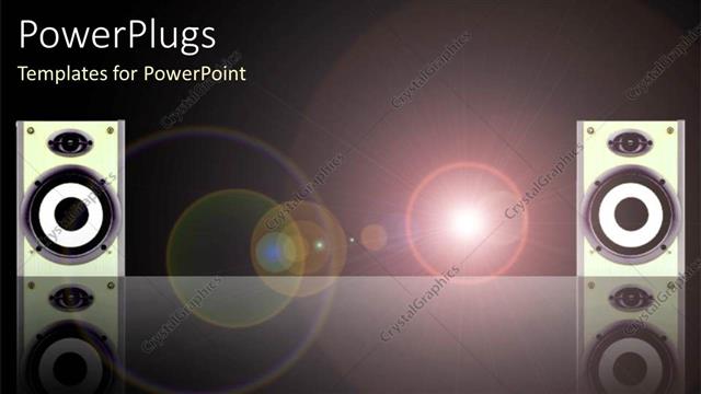  Presentation with sound - Sound system with two large disco speakers with light circles on black background
