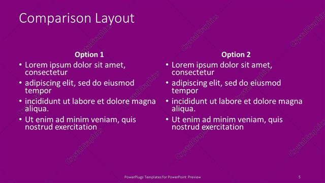 Comparison presentation slide layout