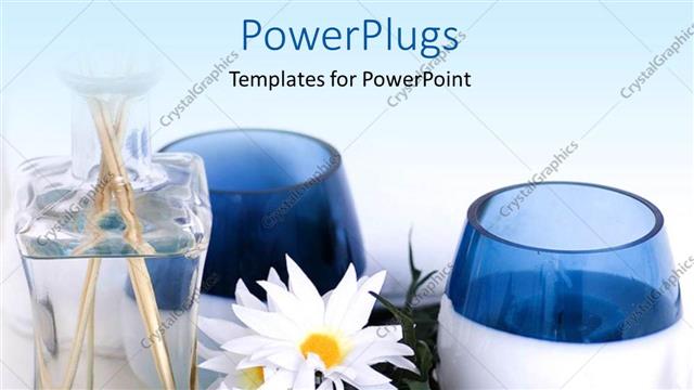  Presentation with spa - Spa depiction with flowers and spa oil in bottle