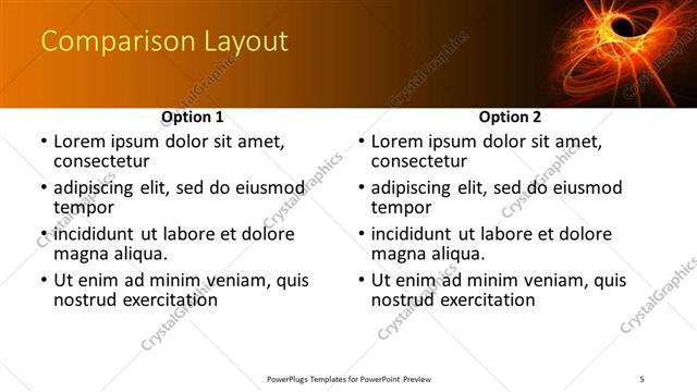 Comparison presentation slide layout