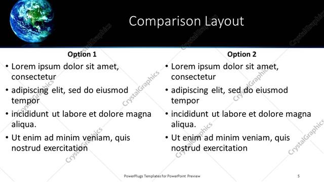 Comparison presentation slide layout