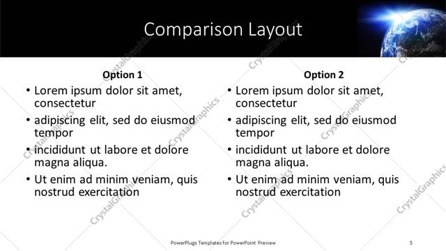 Comparison presentation slide layout