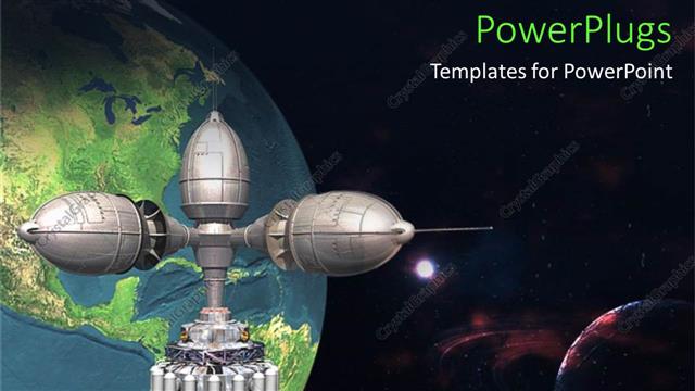  Presentation with earth science - A spaceship in the space with Earth in the background