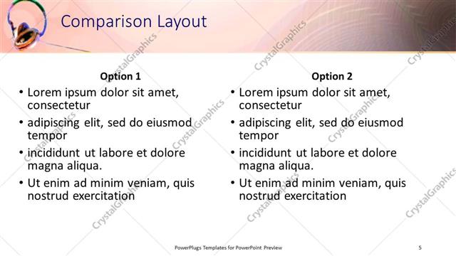 Comparison presentation slide layout