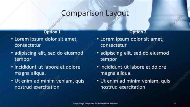Comparison presentation slide layout