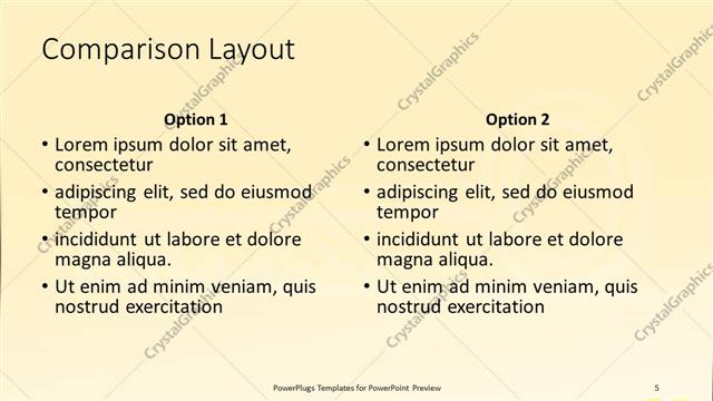 Comparison presentation slide layout