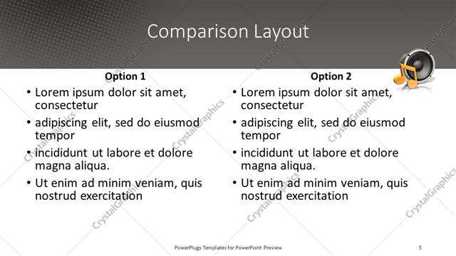 Comparison presentation slide layout