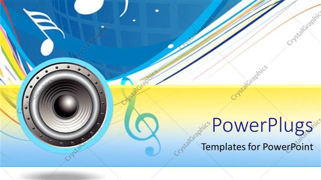  Presentation with blue music - A speaker with musical notes on a blue background