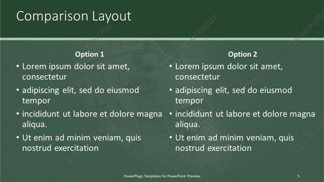Comparison presentation slide layout