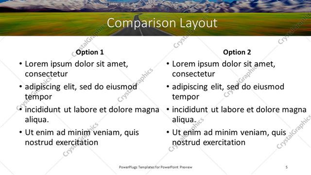 Comparison presentation slide layout