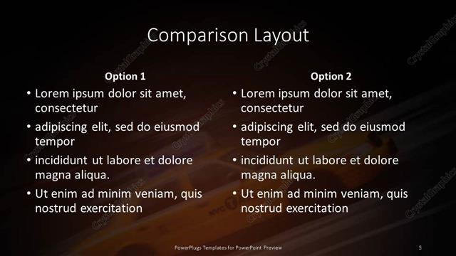 Comparison presentation slide layout