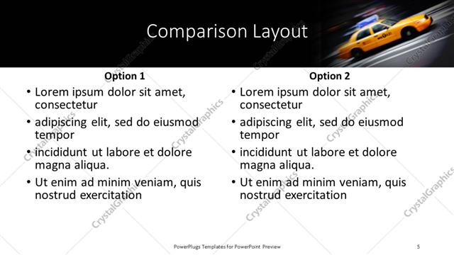 Comparison presentation slide layout