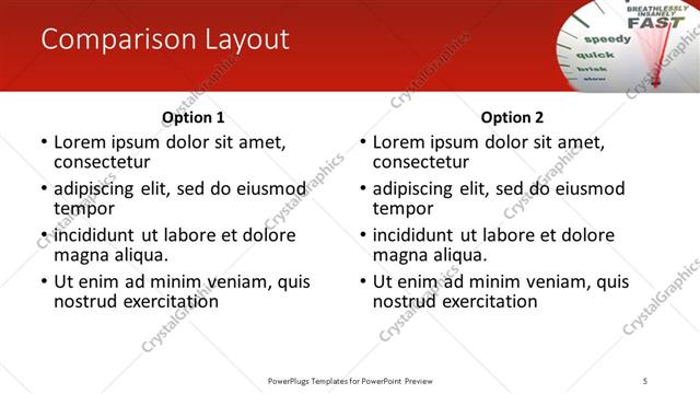 Comparison presentation slide layout