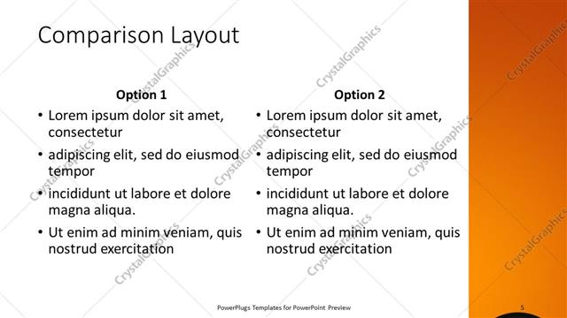 Comparison presentation slide layout