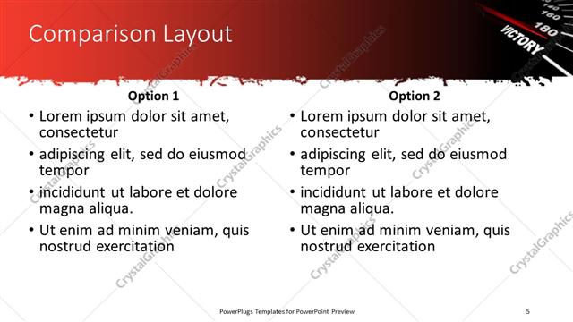 Comparison presentation slide layout