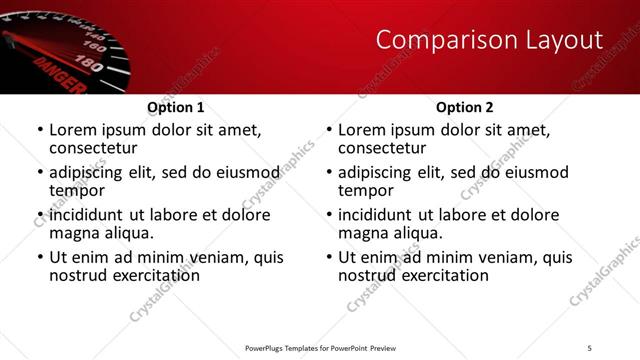 Comparison presentation slide layout