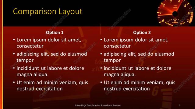 Comparison presentation slide layout