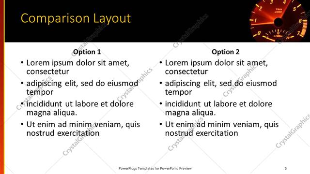 Comparison presentation slide layout