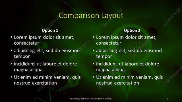 Comparison presentation slide layout
