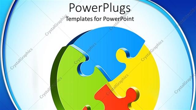 Presentation with red yellow green blue jigsaw - Sphere created by blue, yellow, red and green jigsaw puzzle pieces
