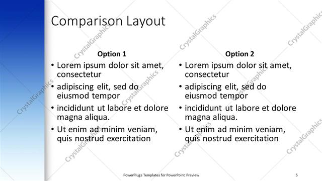 Comparison presentation slide layout