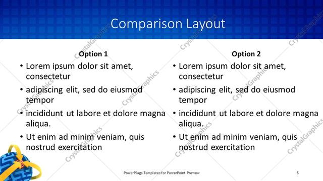 Comparison presentation slide layout