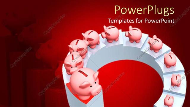  Presentation with stairs - Spiral ascending stairs with piggy banks all the way up