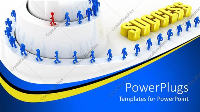  Presentation with blue mountain - Spiral mountain with blue and red human figures climbing it