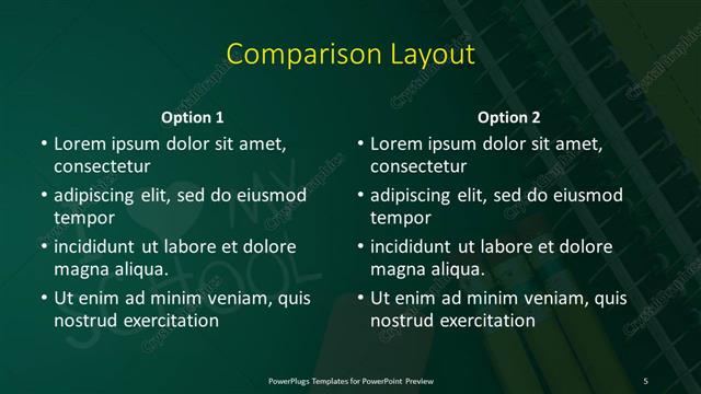 Comparison presentation slide layout