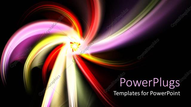  Presentation with purple green - Spiralling fractal design in red, yellow, purple, green, black background