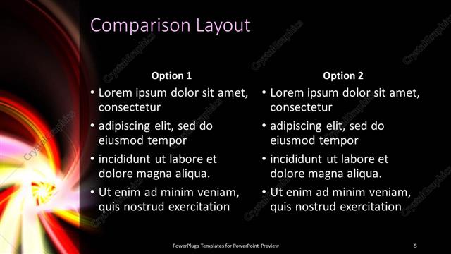 Comparison presentation slide layout
