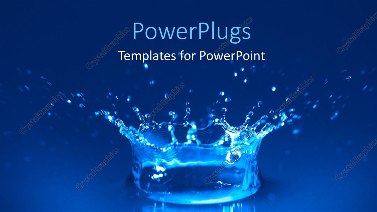 Featuring Splash of Water Spreading Water Drops all Around the Blue Background