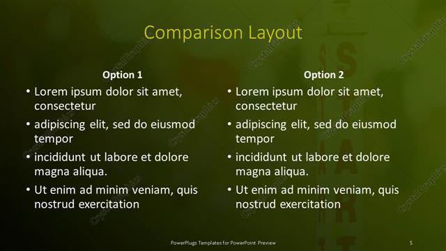 Comparison presentation slide layout