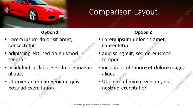 Comparison presentation slide layout