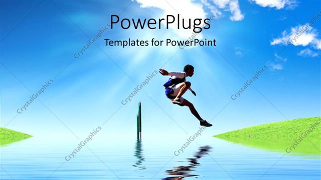  Presentation with overcome - Sports man crossing a hurdle with nature