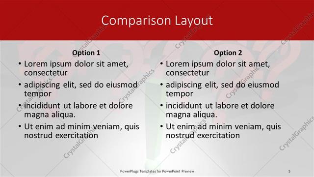 Comparison presentation slide layout