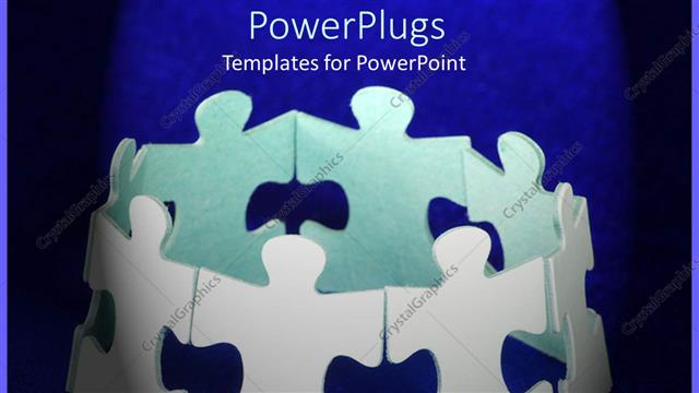  Presentation with blue puzzle pieces - Spotlight on puzzle pieces in blue background