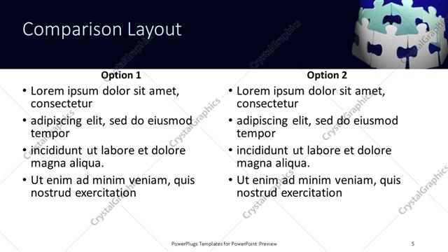 Comparison presentation slide layout