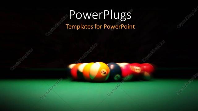  Presentation with spotlight - Spotlight shinning on pool table with snooker balls set for break