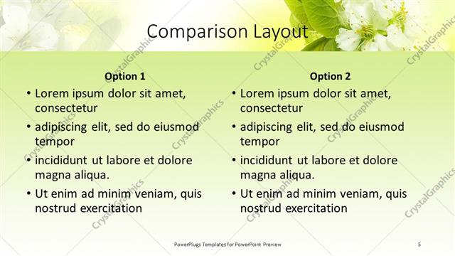 Comparison presentation slide layout