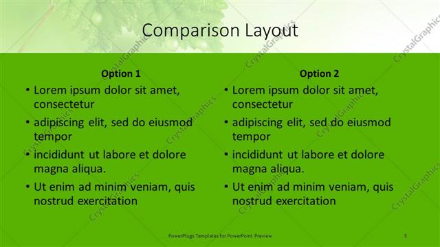 Comparison presentation slide layout